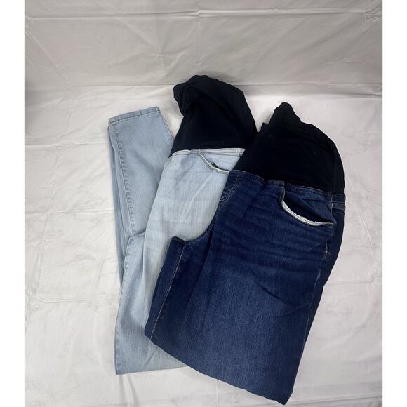 Isabel Maternity Jeans 14 Over The Belly Skinny Lot Of 2 - Picture 1 of 10